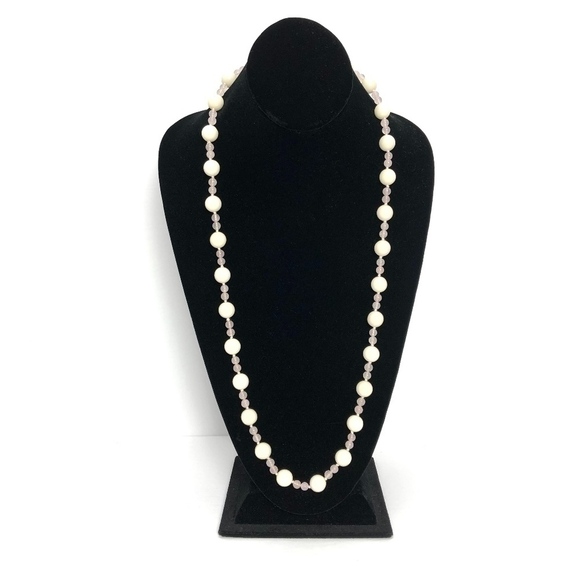 Jewelry - Vintage Cream Jade & Rose Quartz Beaded Necklace